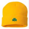 Go All Out One Size Gold Cuffed Shamrock St. Patrick's Day Embroidered Cuffed Knit Beanie Cap view 1