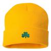 Go All Out One Size Gold Cuffed Shamrock St. Patrick's Day Embroidered Cuffed Knit Beanie Cap view 2