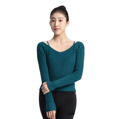11411601 Adult Long Sleeve Warm Ups Ballet Dance Ballerina Sweater top Women Blue