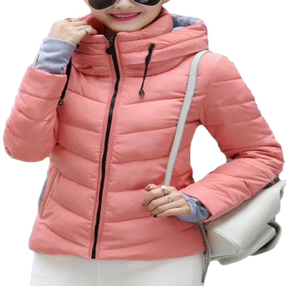 sandbank Women's Winter Parka Jacket Warm Hooded Cotton Quilted Puffer Down Coat Pink