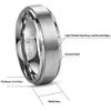 CROWNAL 6mm 8mm 10mm Tungsten Wedding Band Ring Men Women Polished Beveled Edge Matte Brushed Finish Center Comfort Fit Size 5 To 17 (8mm,16) view 3