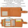 AINIMOER Women's RFID Blocking Leather Small Compact Bi-fold Zipper Pocket Wallet Card Case Purse with id Window (Lichee Orange) view 2