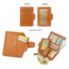 AINIMOER Women's RFID Blocking Leather Small Compact Bi-fold Zipper Pocket Wallet Card Case Purse with id Window (Lichee Orange) view 3
