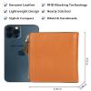 AINIMOER Women's RFID Blocking Leather Small Compact Bi-fold Zipper Pocket Wallet Card Case Purse with id Window (Lichee Orange) view 4