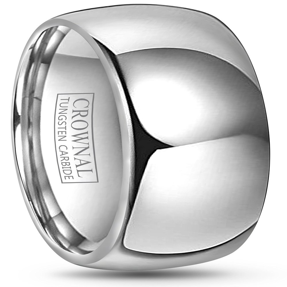CROWNAL 4mm 6mm 8mm 10mm Tungsten Wedding Band Ring Men Women Plain Dome Polished Size Comfort Fit Size 3 To 17 (10mm,16)