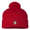 One Size Red Pom Penguin Embroidered Knit Beanie Pom Cap view 1