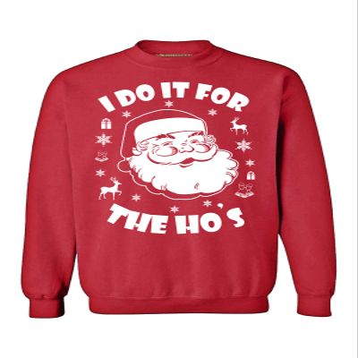 Awkward Styles I Do It for The Hos Ugly Christmas Sweater - Holiday Season Sweatshirt For Fun Lovers Red S