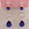 Grace Jun Rhinestone Crystal Clip on Earrings Non Piercing for Women Ear Clip Not Allergy (307blue) view 3