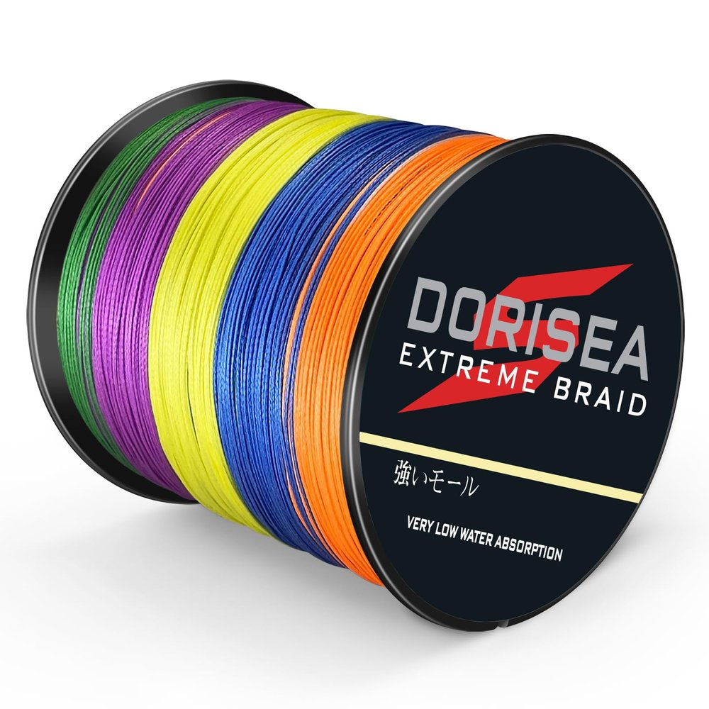 Dorisea Extreme Braid 100% Pe Multi-Color Braided Fishing Line 109Yards-2187Yards 6-550Lb Test Fishing Wire Fishing String Superline (1000m/1093Yards 8lb/0.12mm)