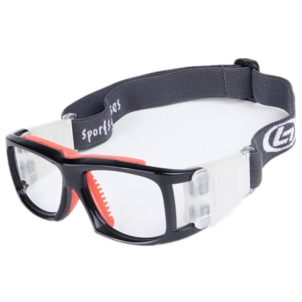 Lorsoul Sports Goggles Anti-fog Protective Safety Basketball Glasses for Men with Adjustable Strap for Basketball Football Volleyball Hockey Rugby and More (Black/Red01)