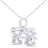 AFFY Adorable Two Twins Family Pendant Necklace in 14k White Gold Over Sterling Silver view 2