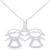 AFFY Adorable Two Twins Family Pendant Necklace in 14k White Gold Over Sterling Silver view 3