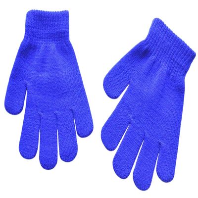 BaiX Boys and Girls Warm Winter Knitted Writing Gloves, 5-12 Years Old, Royal Blue