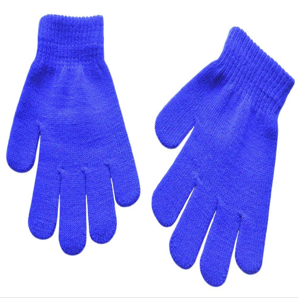 BaiX Boys and Girls Warm Winter Knitted Writing Gloves, 5-12 Years Old, Royal Blue