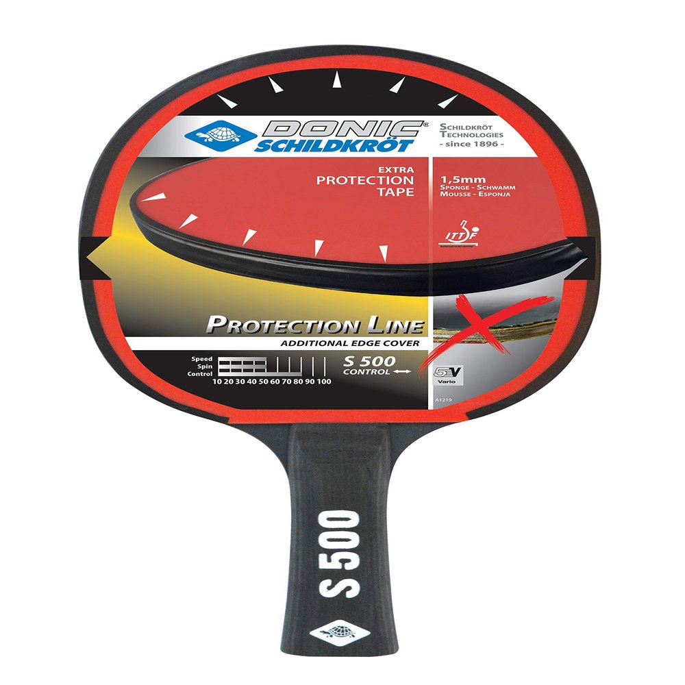 Donic-Schildkrt S500 Protection Line Table Tennis Bat, with Protection Against Plucking, 1.5mm Sponge, Elite Pad - ITTF, 713055
