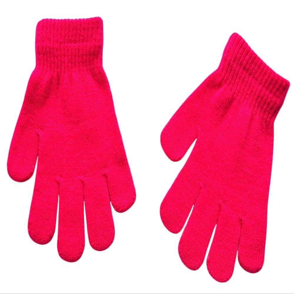 BaiX Boys and Girls Warm Winter Knitted Writing Gloves, 5-12 Years Old, Plum