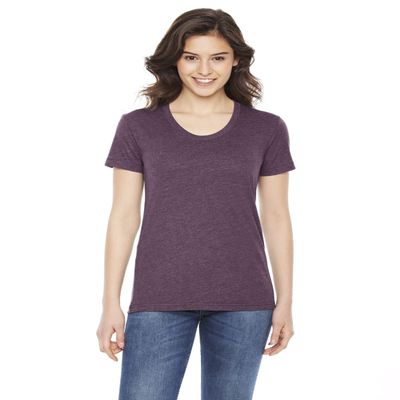 American Apparel Ladies' Poly-Cotton Short-Sleeve Crewneck XL HEATHER PLUM