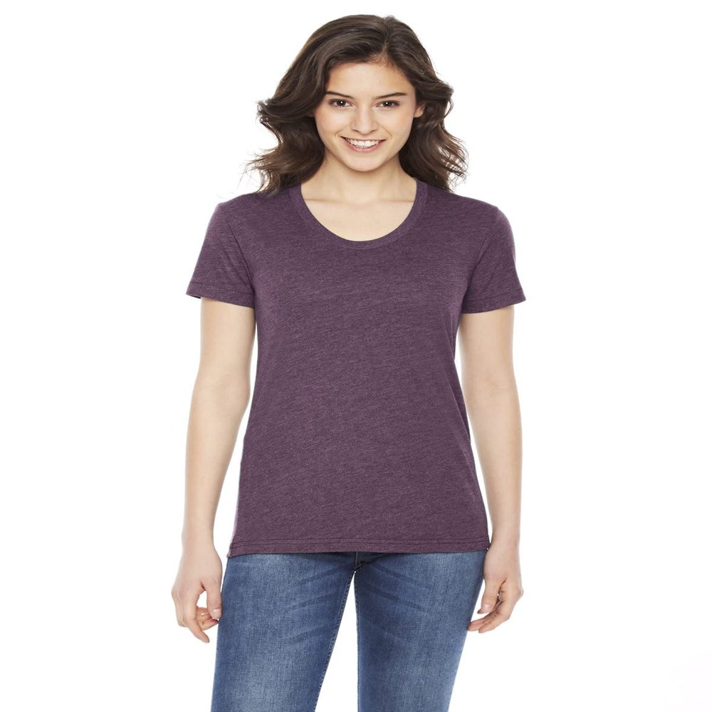 American Apparel Ladies' Poly-Cotton Short-Sleeve Crewneck XL HEATHER PLUM
