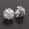 Grace Jun Flower Shape AAA CZ Clip on Earrings Without Piercing for Women Luxury Jewelry (Platinum) view 3