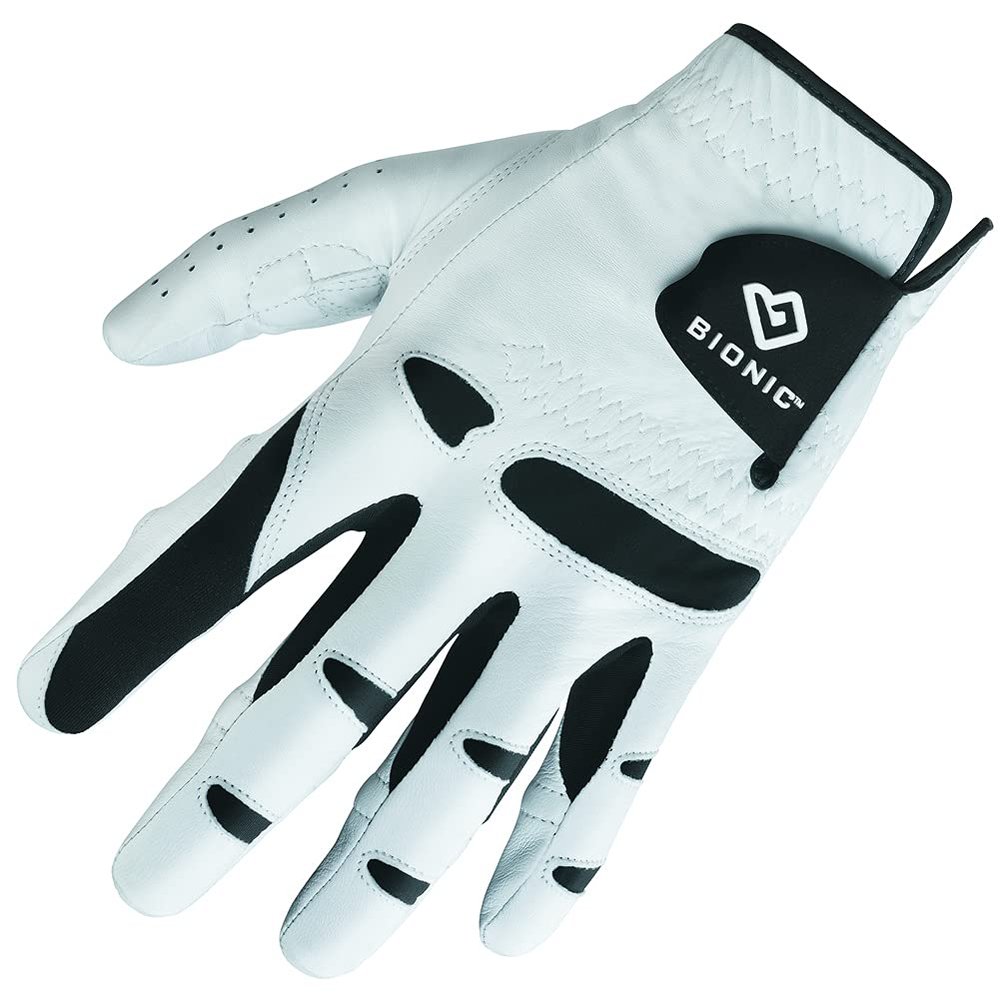 New Improved 2X Long Lasting Bionic Golf Glove - Patented Stable Grip Genuine Cabretta Leather, Designed by Orthopedic Surgeon! (Men's Medium Large, Worn on Left Hand)
