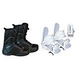 Symbolic Custom-Flow White Snowboard Bindings & Black Boots & Leash & Stomp Pad Package White Bindings Fits Boots Selected, 14 Mens Black Ultralite Boots