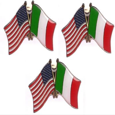 3 Italy USA Friendship Flag Lapel Pins Pack of 3 Italian & American Double Flag Pin Badge