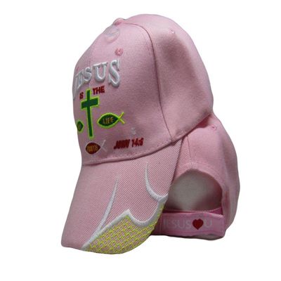 AES Jesus is The Way Life Truth Christ Christian Pink Embroidered Cap Hat