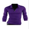 Jueshanzj Mens Polo Cotton Button Long Sleeve T-Shirts Purple Large view 1