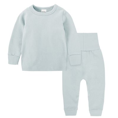 Kids Tales Little Boys&Girls 2 Pcs Solid Pajama Set Cotton Underwear Long Sleeve Sleepwear PJS Blue