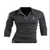 Jueshanzj Mens Polo Cotton Button Long Sleeve T-Shirts Gray X-Large view 1