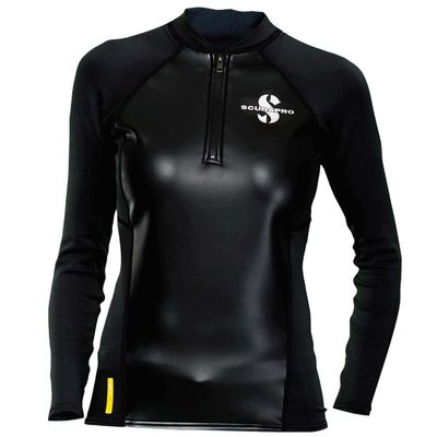SCUBAPRO Women's Hybrid Thermal Diving Top, Long-Sleeve, Small, Black