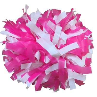 kuugear Pair, 6" Plastic Cheerleading Pom Pom with Baton Handle - New Hot Pink/White