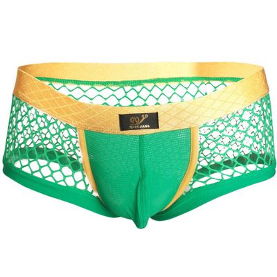 Freebily Men's Openwork Mesh Fishnet Breathable Thongs Bikini Swimwear Underwear Green Small (Waistline 26.0-34.5")