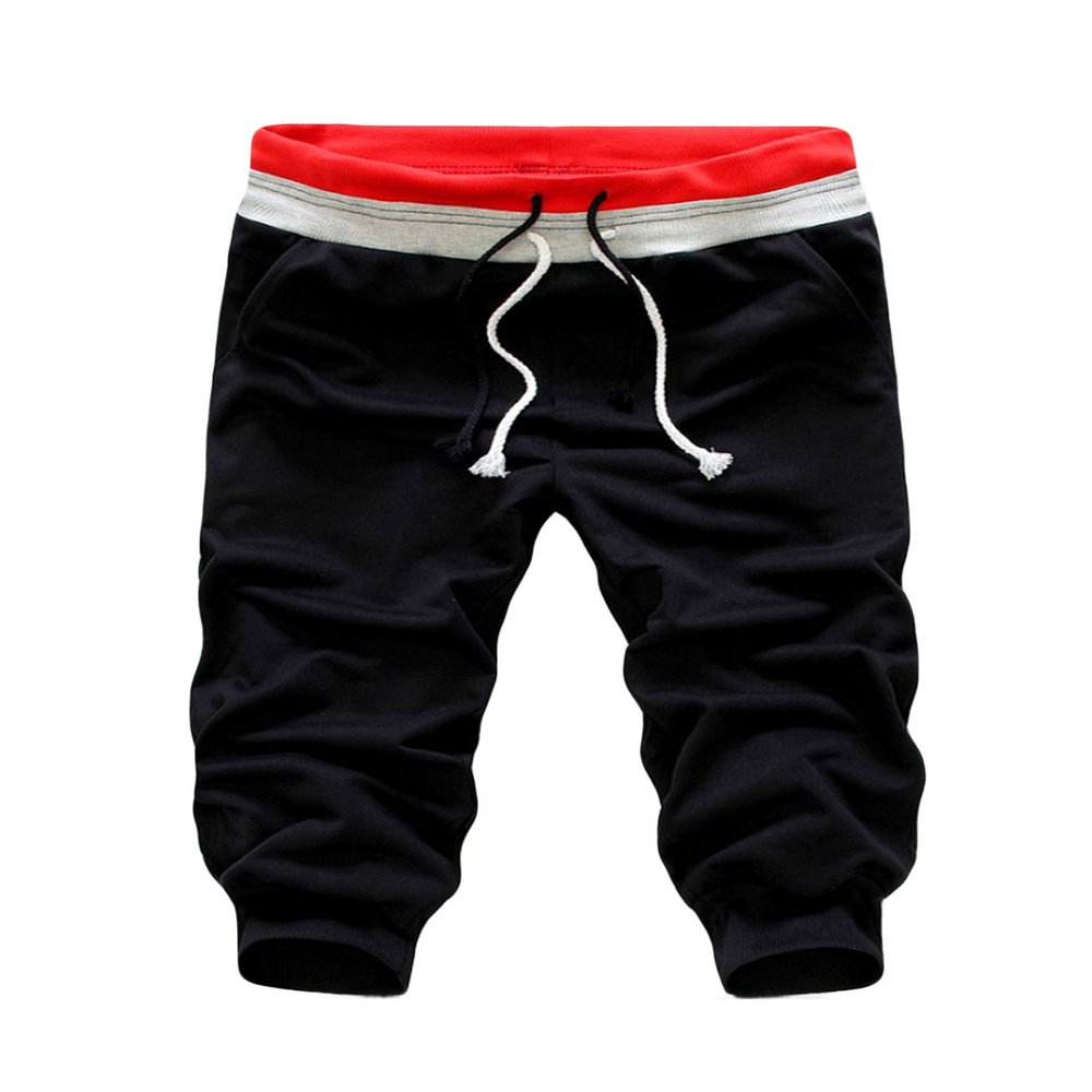 Jueshanzj Mens Capri Pants Sport Shorts Running Fitness Black Medium