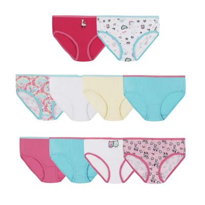 Hanes Girls And Toddler Underwear, Cotton Knit Tagless Brief, Hipster, Bikini Panties, Multipack (Colors May Vary), Briefs - Assorted - 10 Pack, 14 US