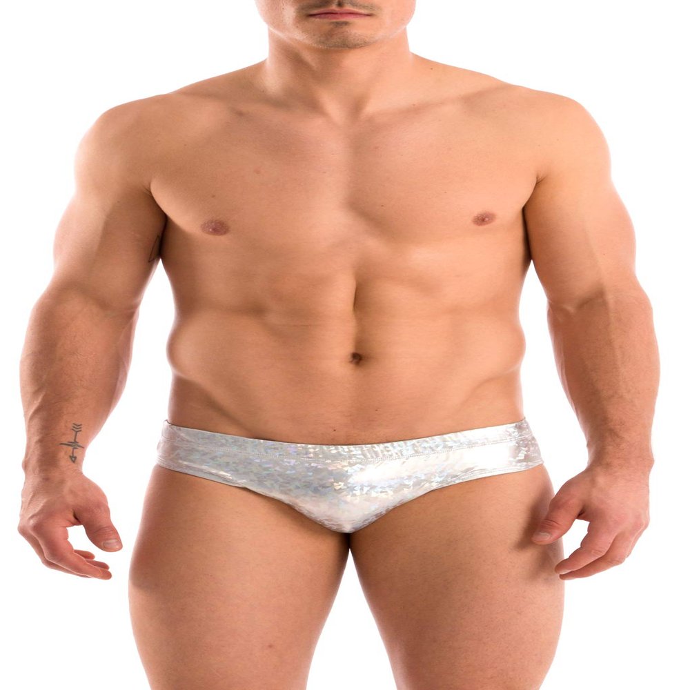 Gary Majdell Sport Mens New Hot Print Body Bikini Swimsuit (Medium, Silver Ice)