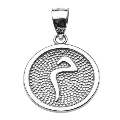 CaliRoseJewelry Sterling Silver Arabic Farsi Letter Miim Initial Charm Pendant