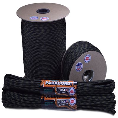 Bored Paracord - 1', 10', 25', 50', 100' Hanks & 250', 1000' Spools of Parachute 550 Cord Type III 7 Strand Paracord Well Over 300 Colors - Camo Dard Camo - 1000 Foot Spool