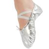 missfiona Womens PU Leather Ballet Slippers Dance Shoes Split Sole Belly Flat Adult Dance Trainers(9, Silver) view 2