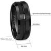CROWNAL 4mm 6mm 8mm 10mm Black Tungsten Wedding Band Ring Men Women Beveled edges Polished Grooved Center Comfort Fit Size 4 To 17 (10mm,10.5) view 3