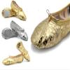 missfiona Womens PU Leather Ballet Slippers Dance Shoes Split Sole Belly Flat Adult Dance Trainers(8, Silver) view 3