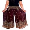 Lannaclothesdesign Palazzo Pants for Women Wide Leg Boho Harem Yoga Pants S M L XL Sizes (L, Brown Peacock Flower, Length 36 inches) view 2