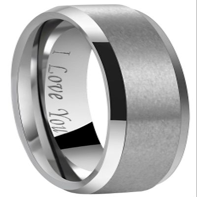 Crownal 4mm 6mm 8mm Tungsten Wedding Couple Bands Rings Men Women Matte Brushed Finish Center Engraved "I Love You" Size 4 To 17 (Silver 4mm,6)