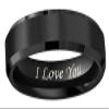 Crownal 8mm 6mm 4mm Black Tungsten Wedding Couple Bands Rings Men Women Matte Brushed Finish Center Engraved "I Love You" Size 4 To 17 (4mm,5.5) view 2