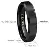 Crownal 8mm 6mm 4mm Black Tungsten Wedding Couple Bands Rings Men Women Matte Brushed Finish Center Engraved "I Love You" Size 4 To 17 (4mm,5.5) view 3