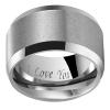 Crownal 4mm 6mm 8mm Tungsten Wedding Couple Bands Rings Men Women Matte Brushed Finish Center Engraved "I Love You" Size 4 To 17 (Silver 8mm,8.5) view 2