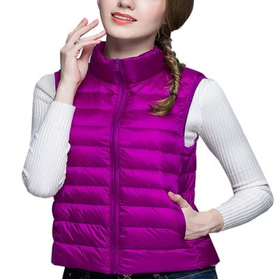 Womens Packable Ultra Lightweight Stand Collar Down Vest Outdoor Puffer Jacket (X-Large, Purple)