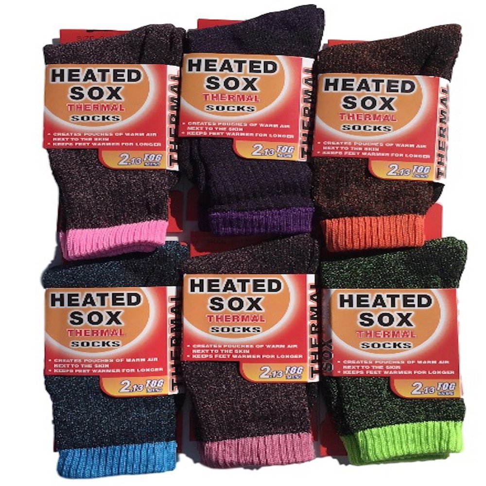 6 Pair Women Ladies Color Thermal Insulated Boot Winter Socks (9-11, Color Wave 1)