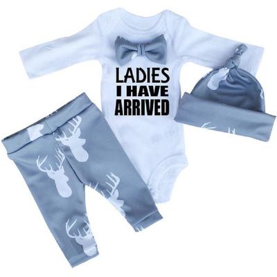 Babies boy and Girls 3pc Set - Mustache, Deer, Zebra Print - Onesie, Leggings, hat, Suspenders, Bowtie