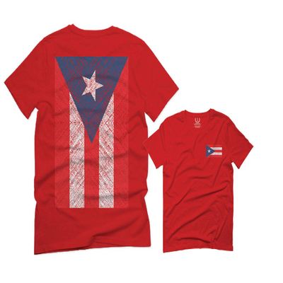 0062. Puerto Rico Flag Boricua Rican Nuyorican for Men T Shirt (Red, 2X-Large)